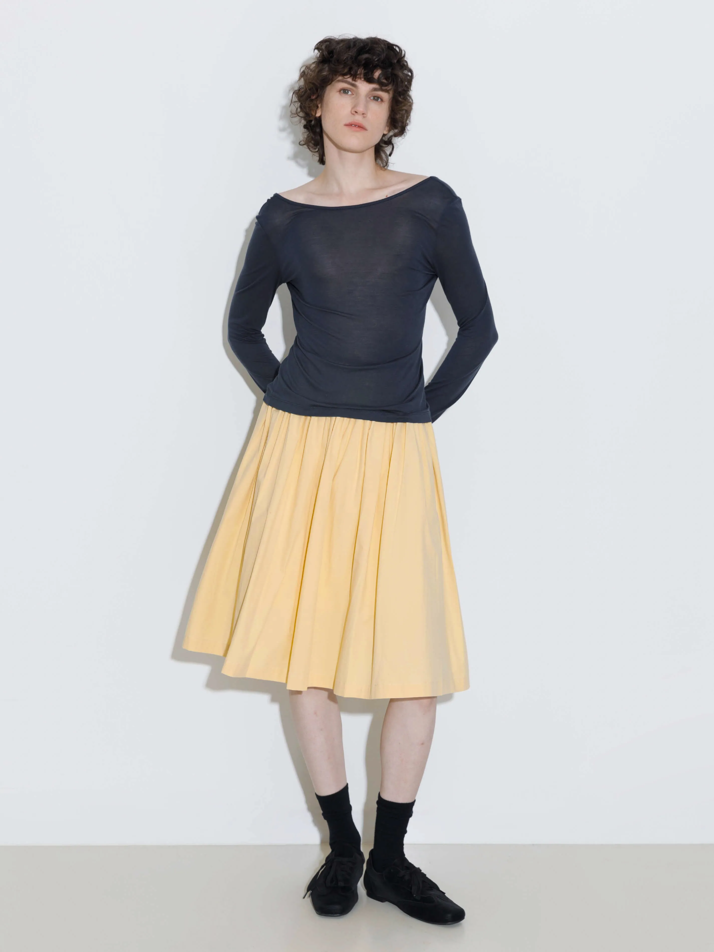 100% Cotton A-Line Midi Skirt