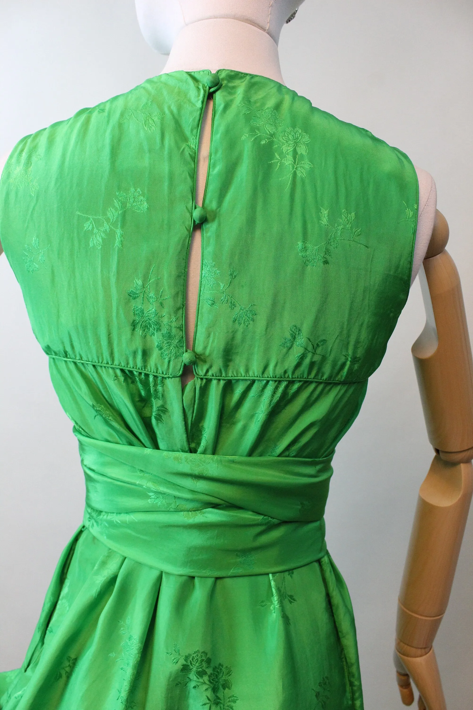 1960s green SILK jumpsuit PALAZZO xs | new fall