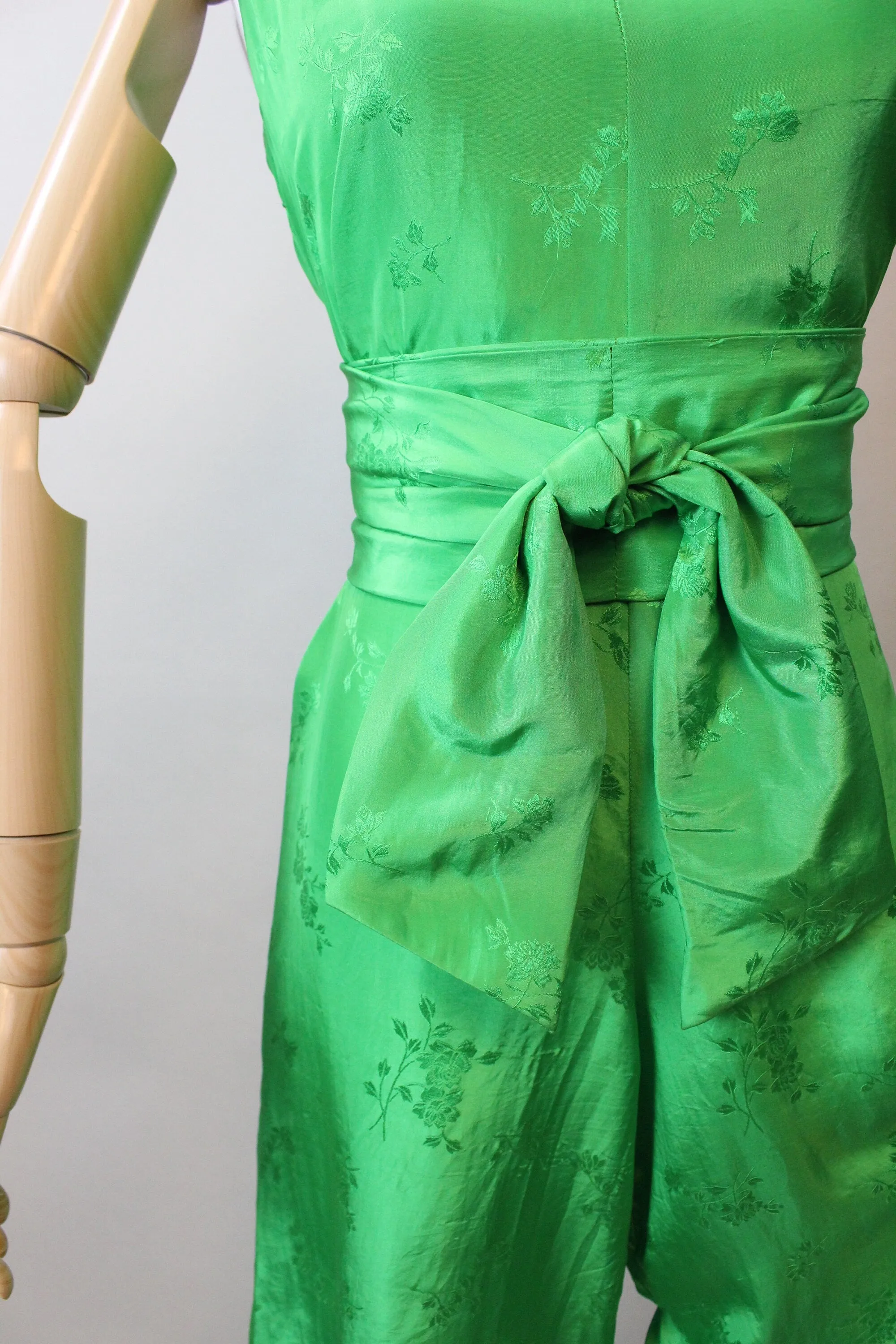 1960s green SILK jumpsuit PALAZZO xs | new fall