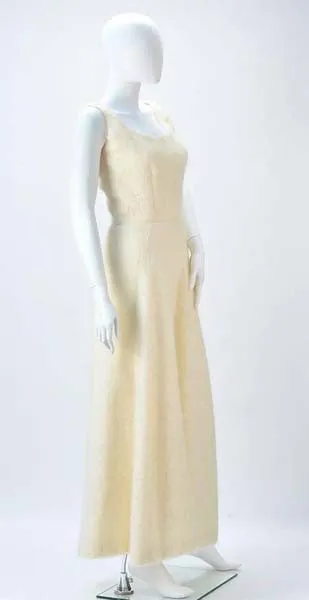 1990s Custom Winter White Mohair Dress