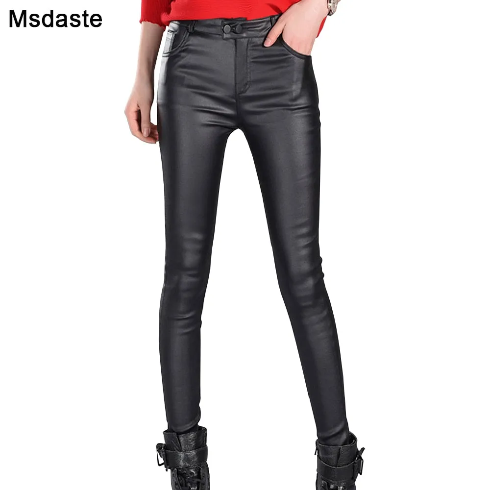 2021 New!!! Women's Autumn Spring Leggings Faux Leather High Waist Sizes S - 2XL