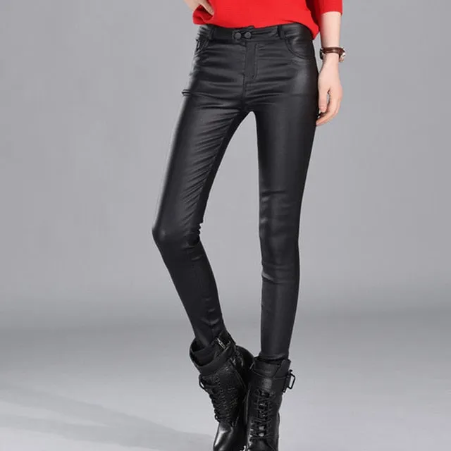 2021 New!!! Women's Autumn Spring Leggings Faux Leather High Waist Sizes S - 2XL