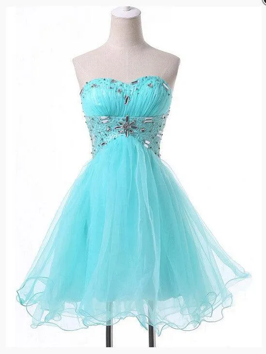 2022 Fashion Blue Tulle Sparkly Sweetheart 16 Dress Prom Dresses