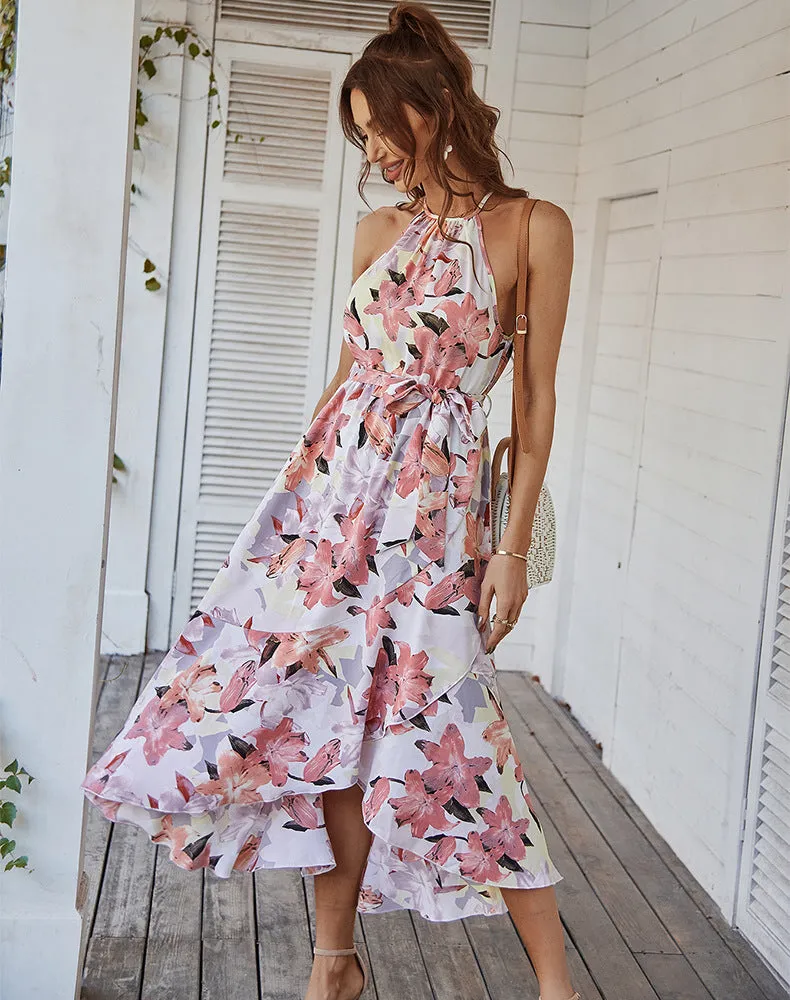 2024Sleeveless Floral Print Bohemian Long Party Beach Dress