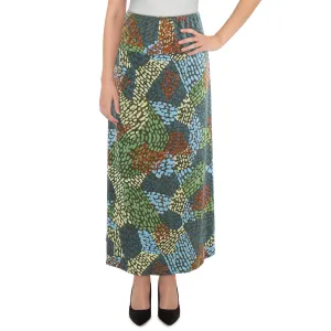 24seven Comfort Apparel Womens Plus Printed Long Midi Skirt