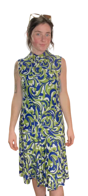 60s Sears Green & Blue Swirl Romper    w30