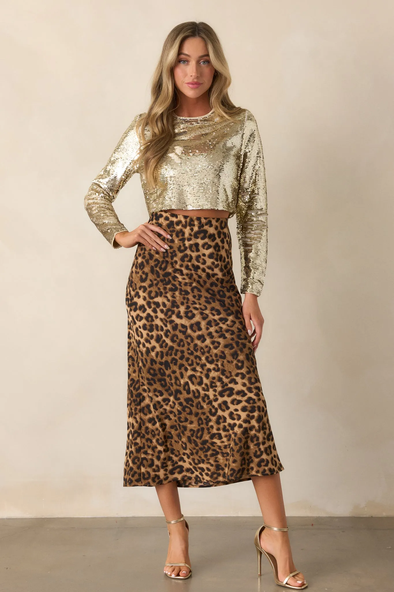 Against The Odds Leopard Print Midi Skirt