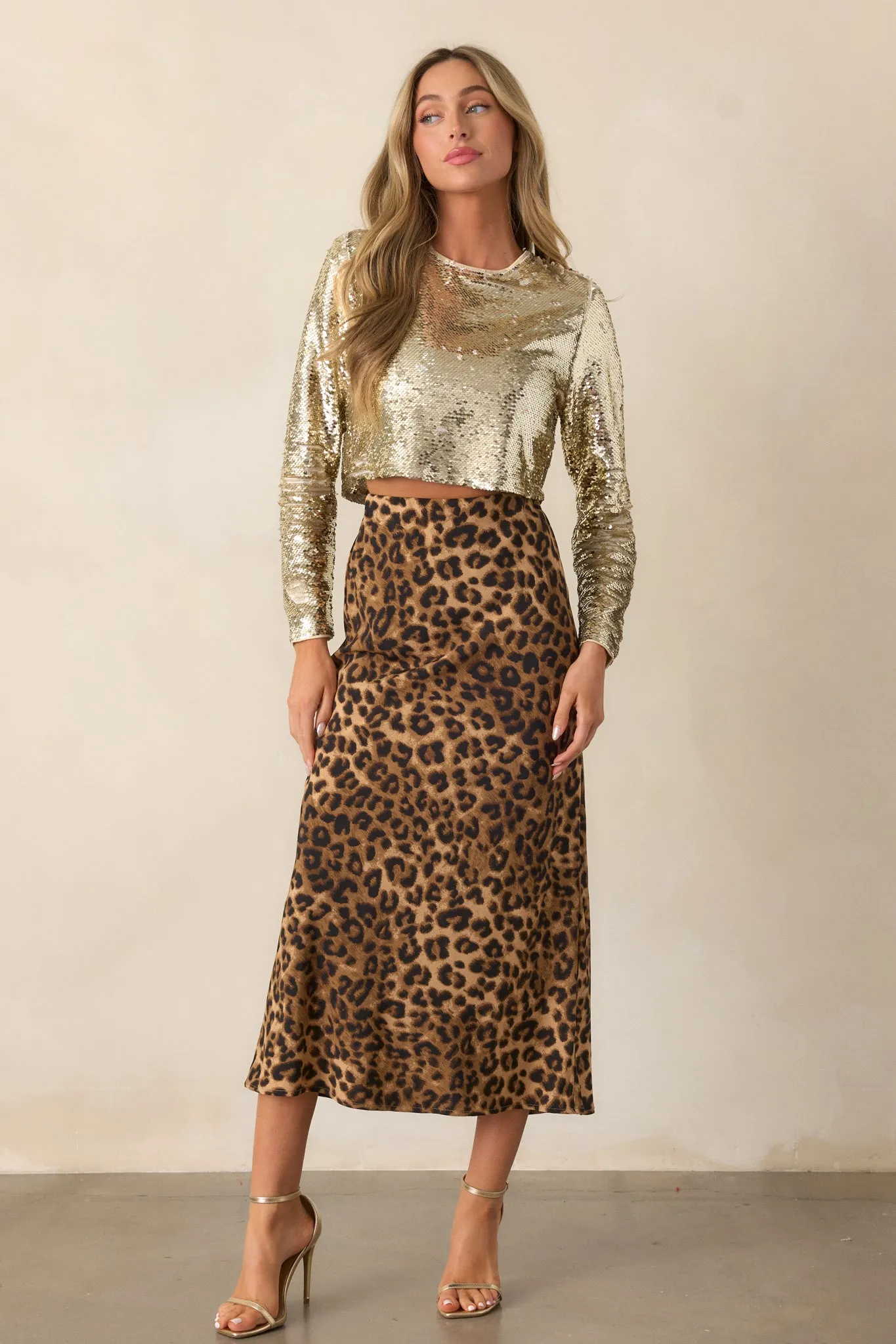 Against The Odds Leopard Print Midi Skirt