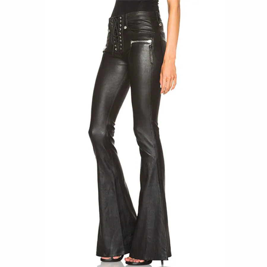 AKIRA: Coole Flare Faux Leder Pants