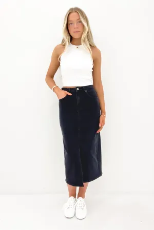 Alivia Denim Midi Skirt Wash Black