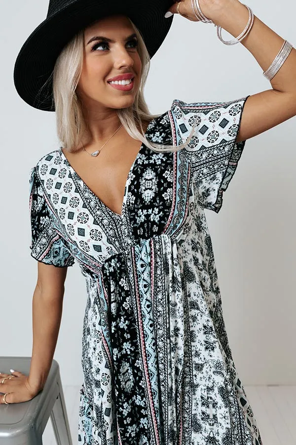 All Of My Love Floral Babydoll Dress In Black