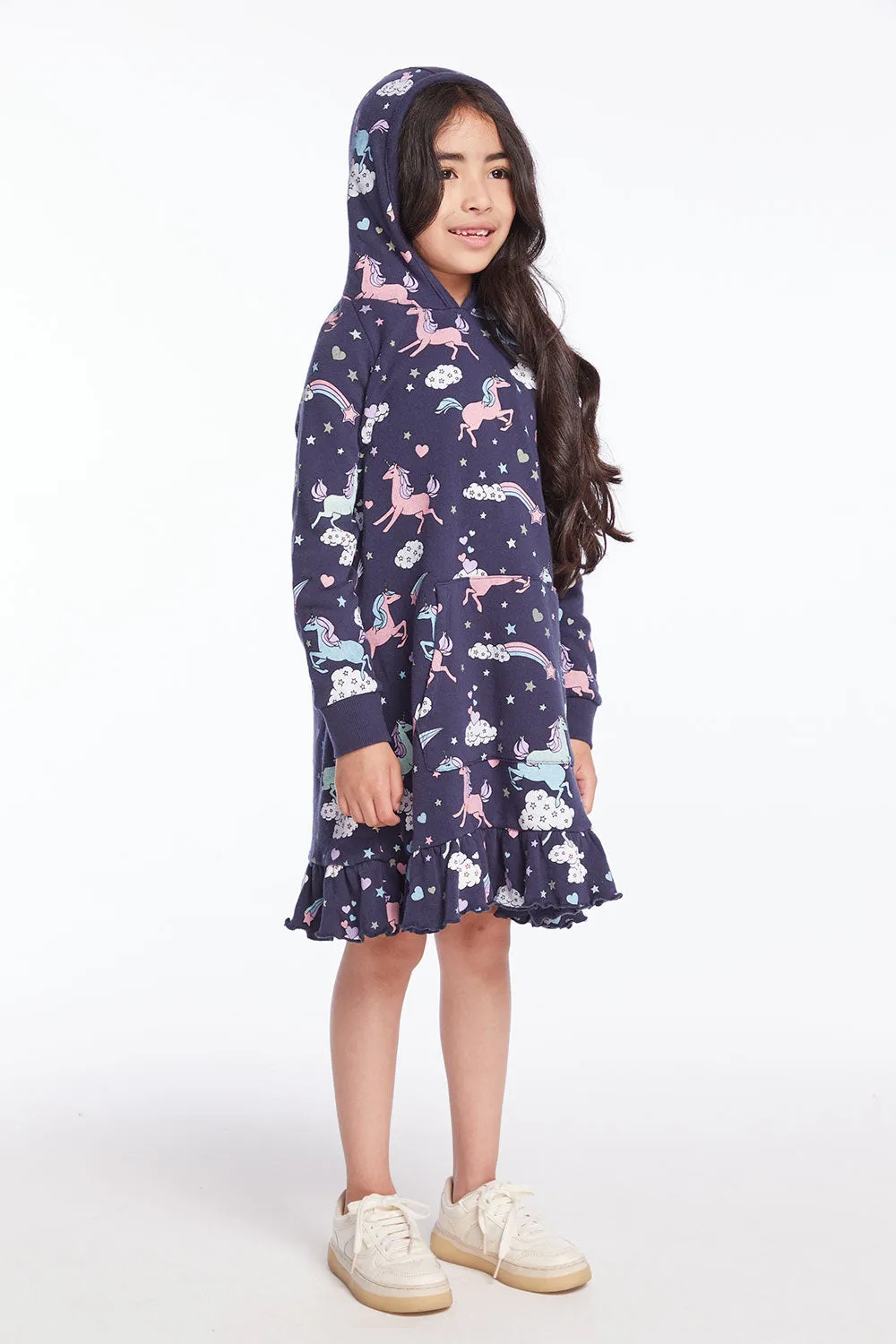 Allover Unicorns Girls Hoodie Dress