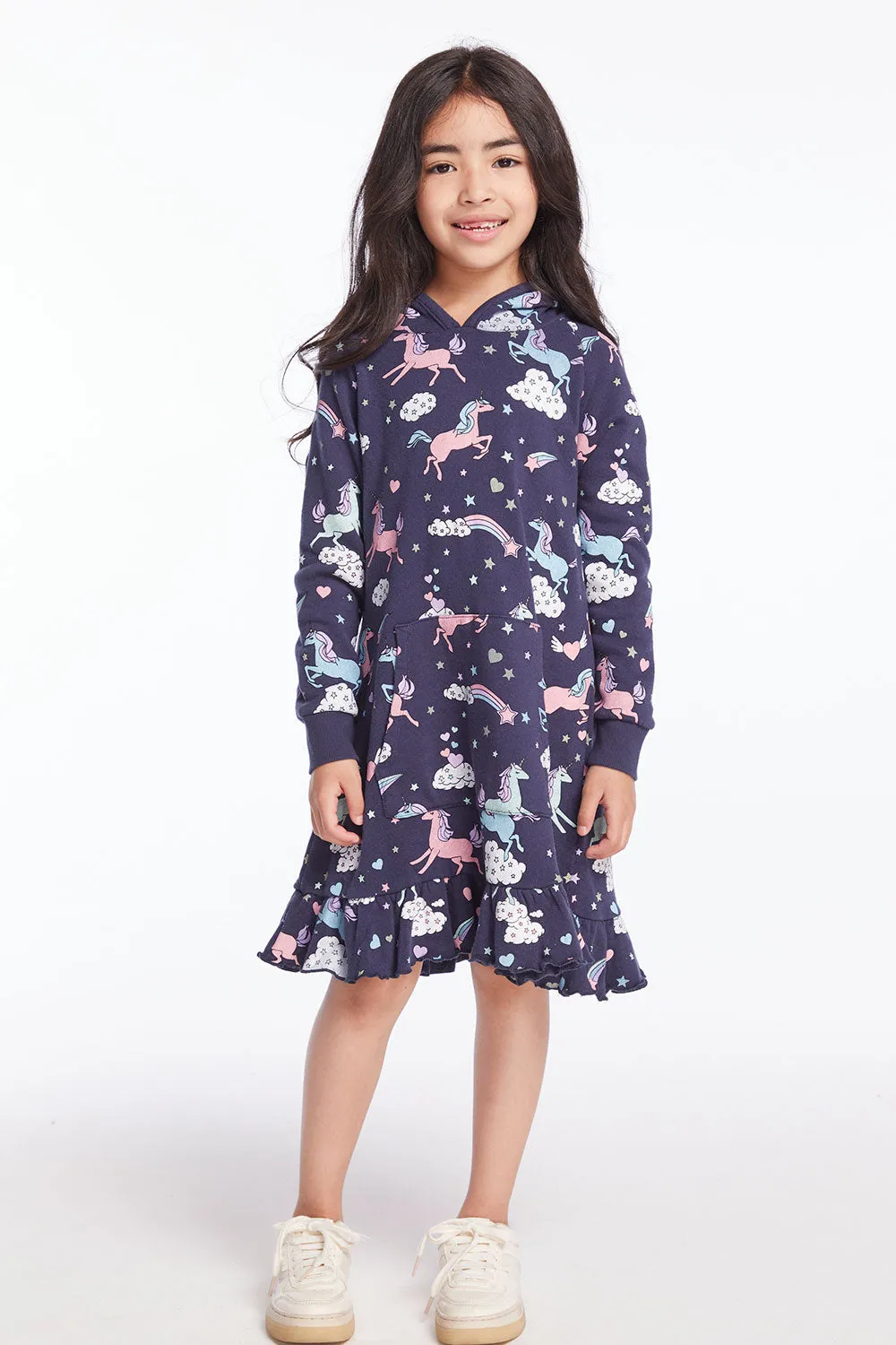 Allover Unicorns Girls Hoodie Dress