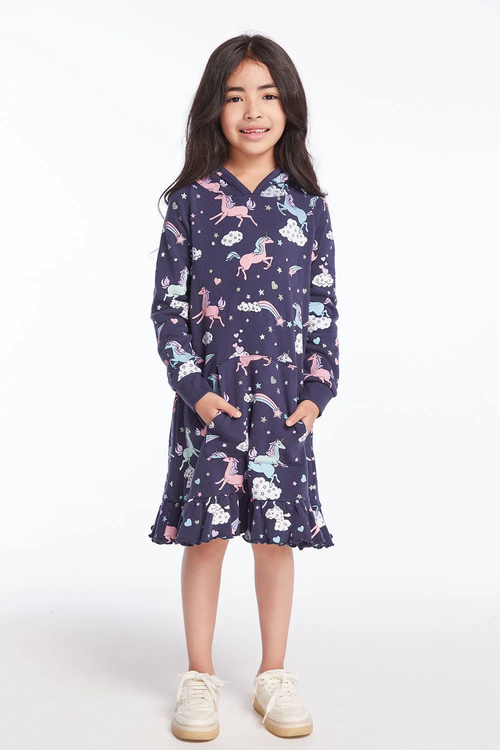 Allover Unicorns Girls Hoodie Dress