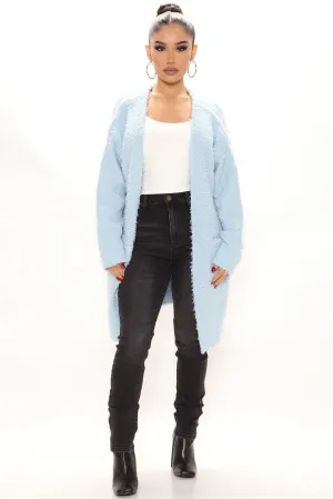 Always On My Mind Fuzzy Cardigan - Blue