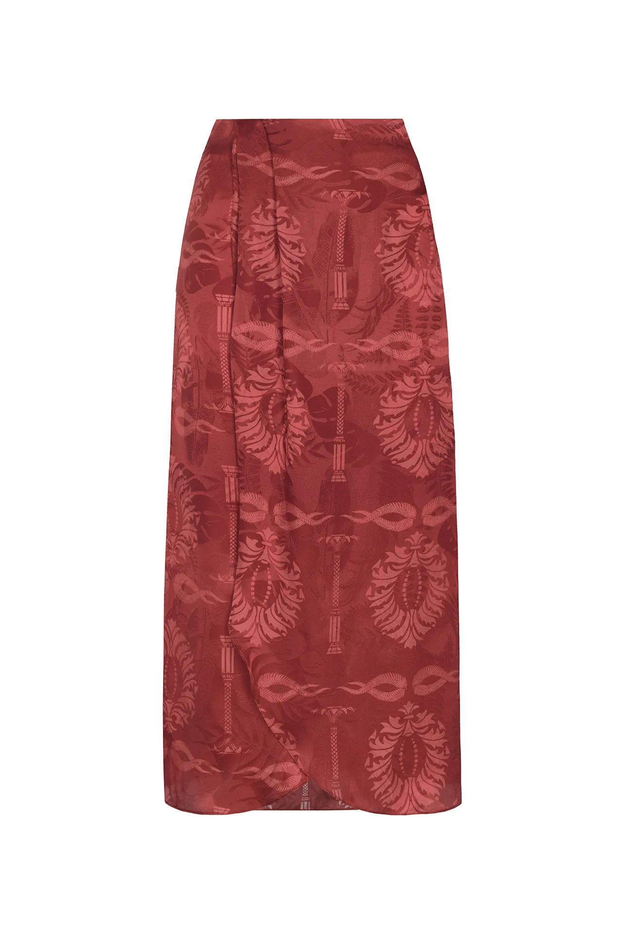 Amaime Jacquard Midi Skirt / Wine