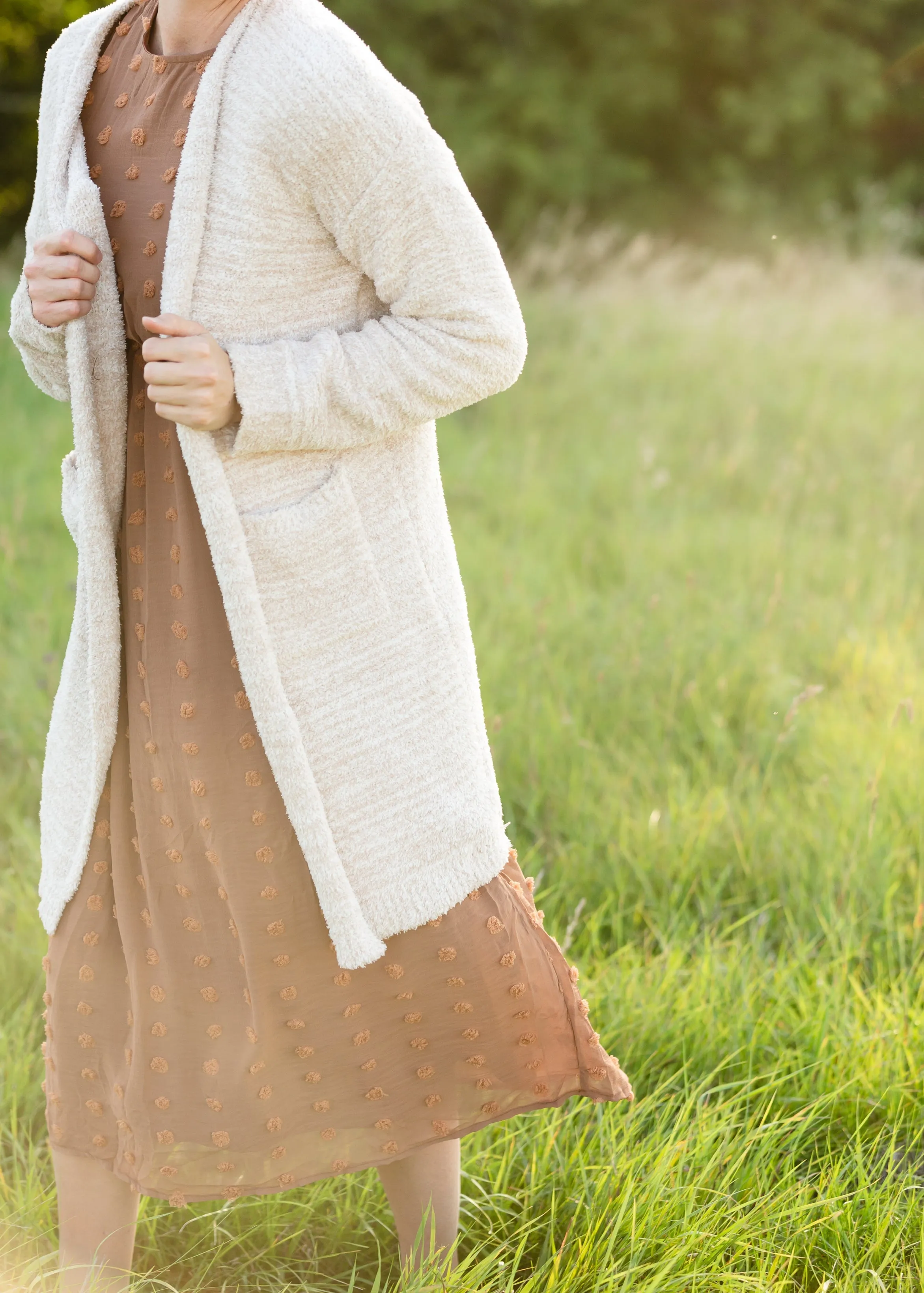 Amaya Cozy Long Taupe Cardigan - FINAL SALE