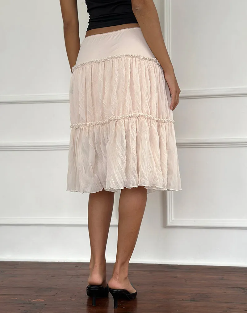 Anahita Tiered Skirt in Chiffon Buttercream