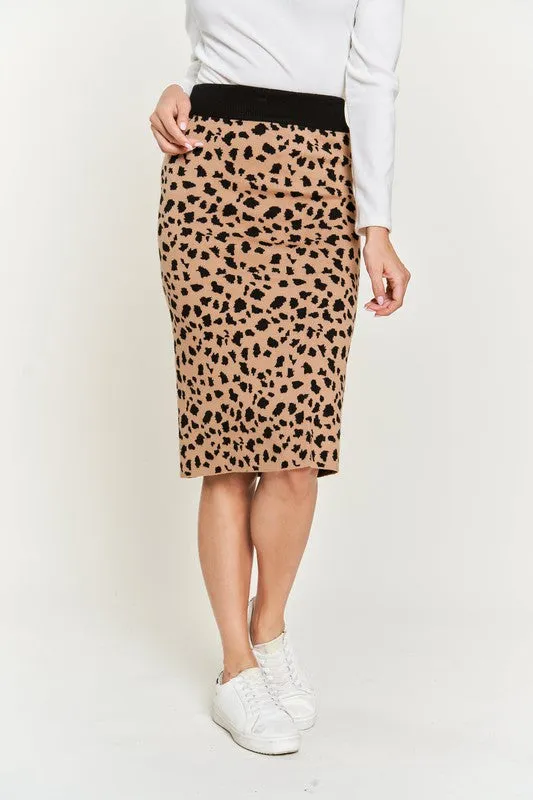 ANIMAL PRINT SWEATER SKIRTS KRS5026-2P