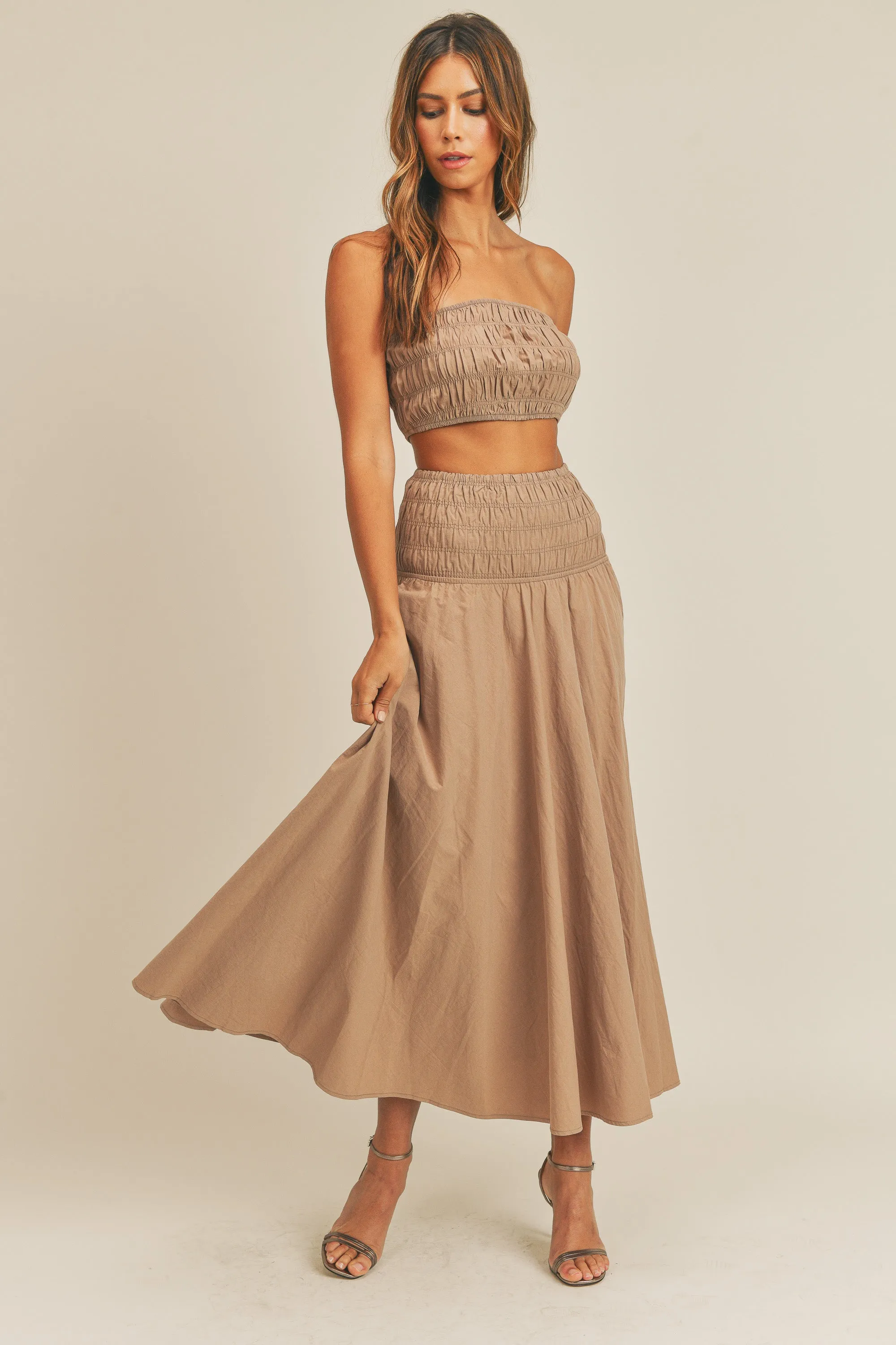 ANNALISE SMOCKED TUBE TOP & MIDI SKIRT