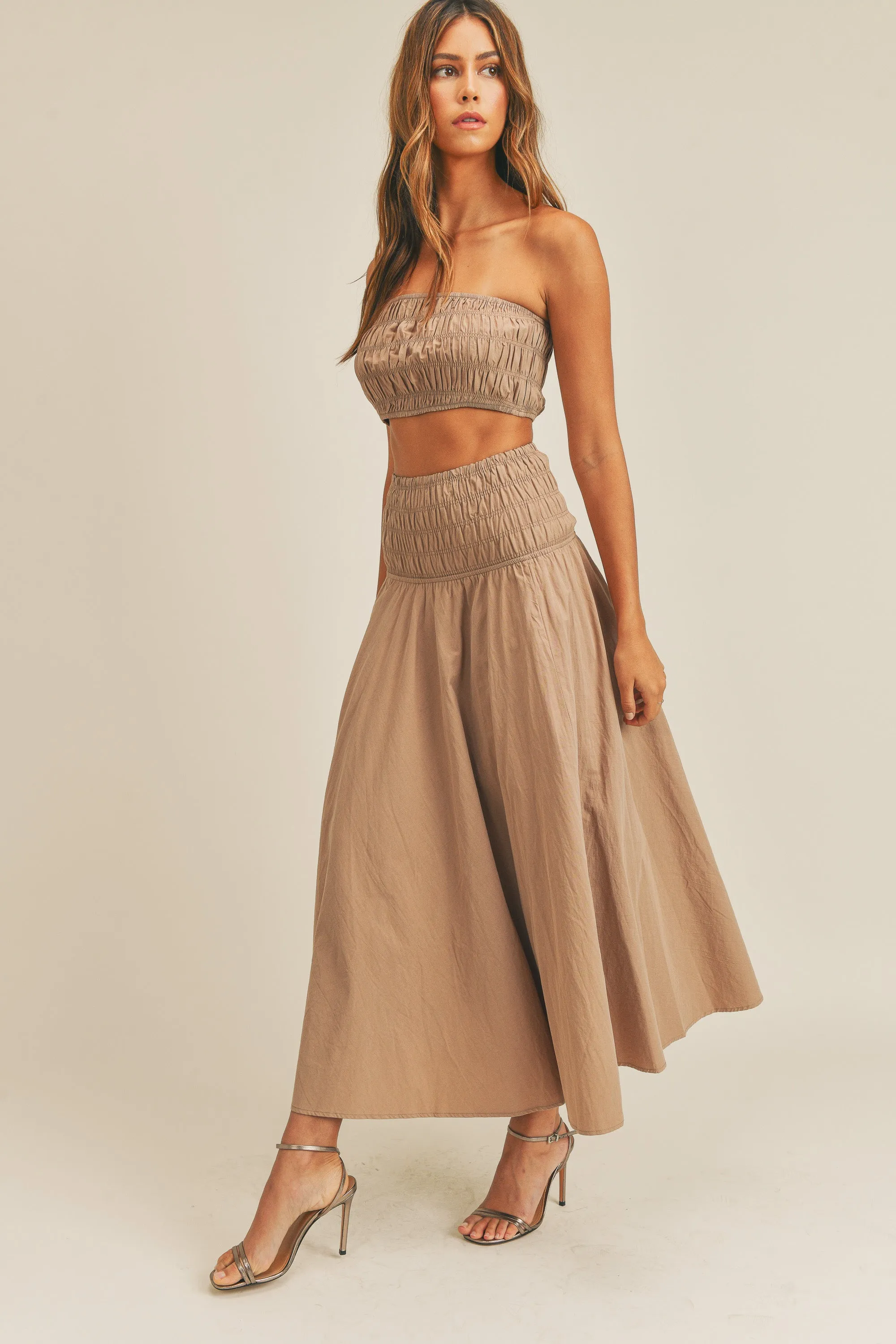 ANNALISE SMOCKED TUBE TOP & MIDI SKIRT