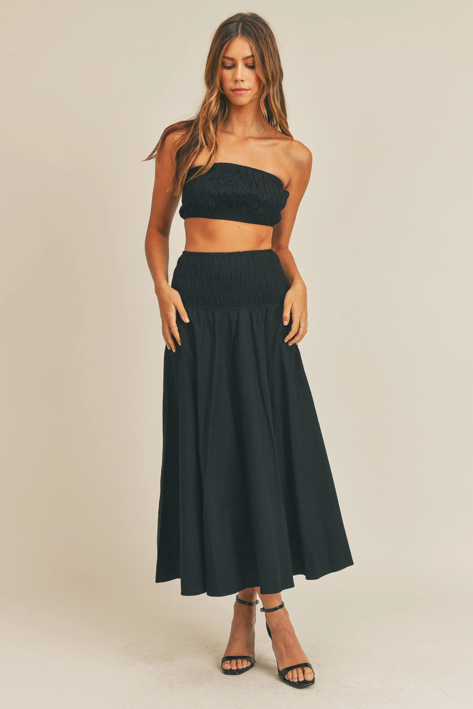 ANNALISE SMOCKED TUBE TOP & MIDI SKIRT