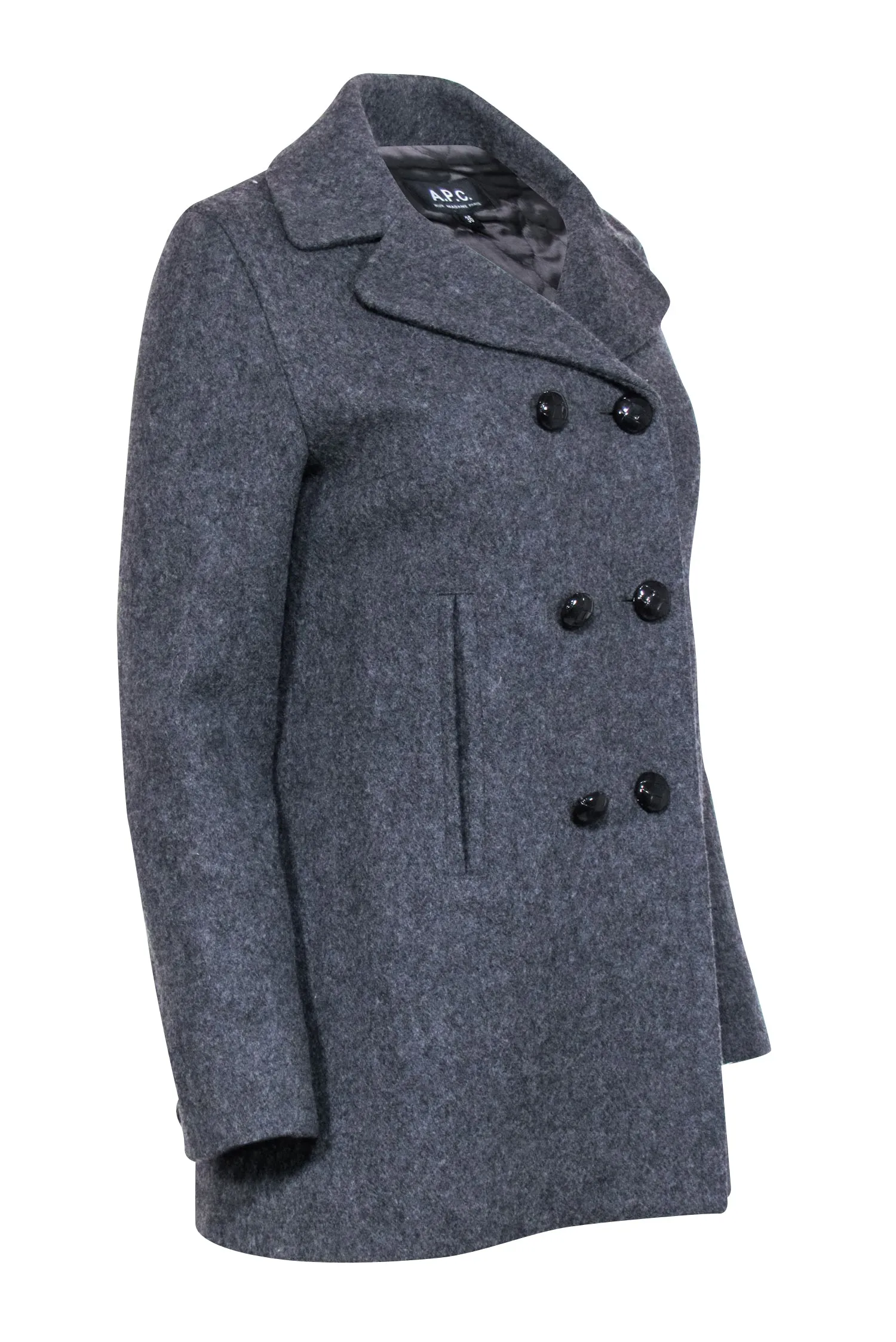 A.P.C. - Grey Wool Peacoat Sz 2