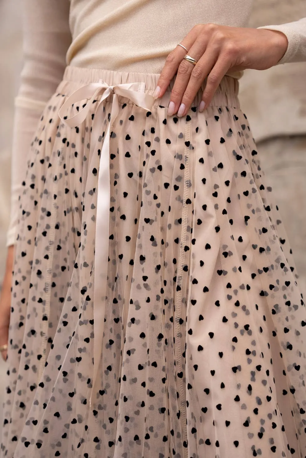 Aria heart print tulle skirt