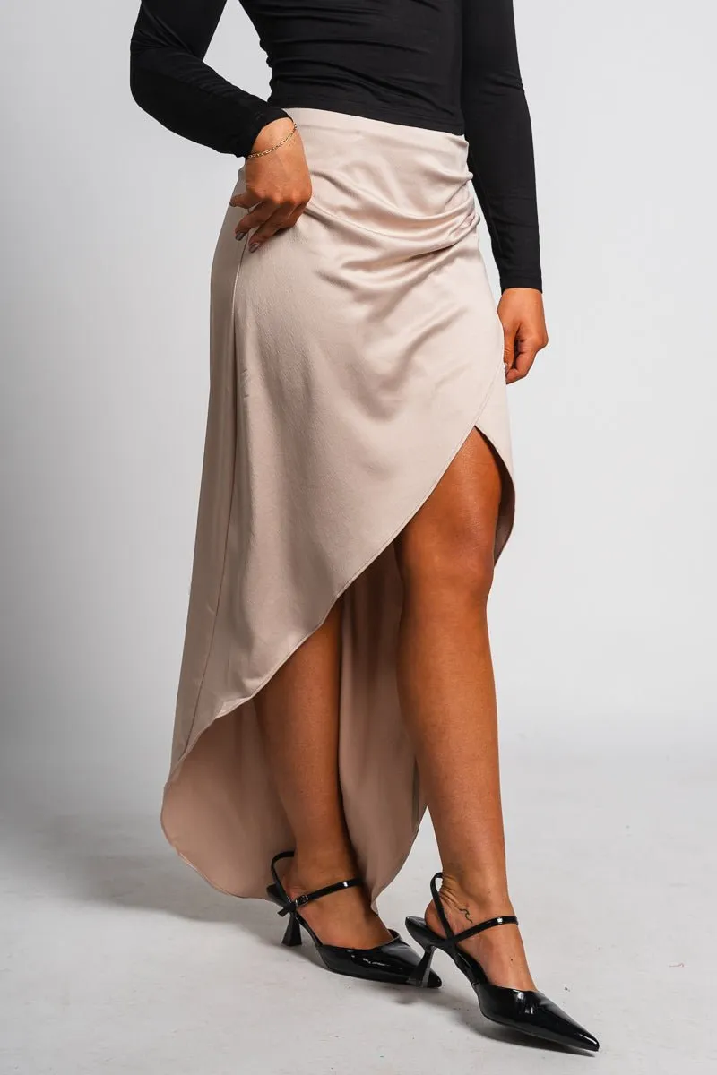 Asymmetrical midi skirt champagne