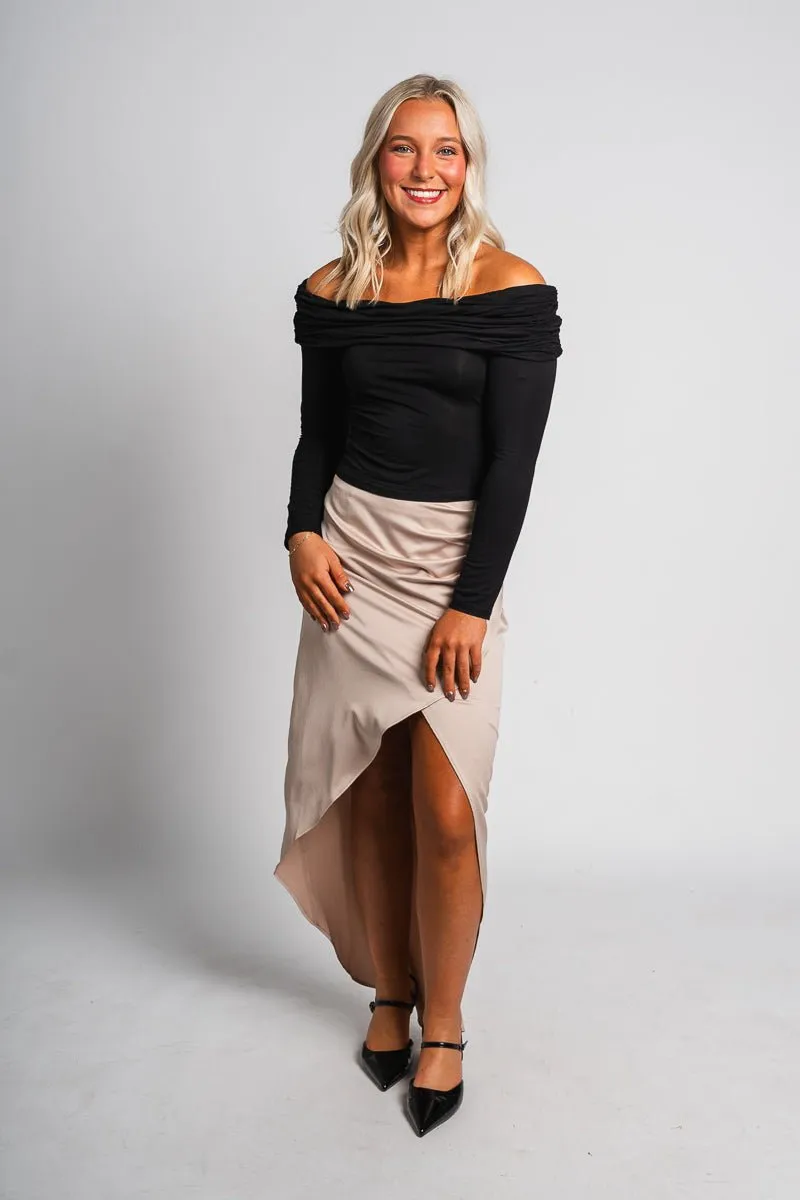 Asymmetrical midi skirt champagne