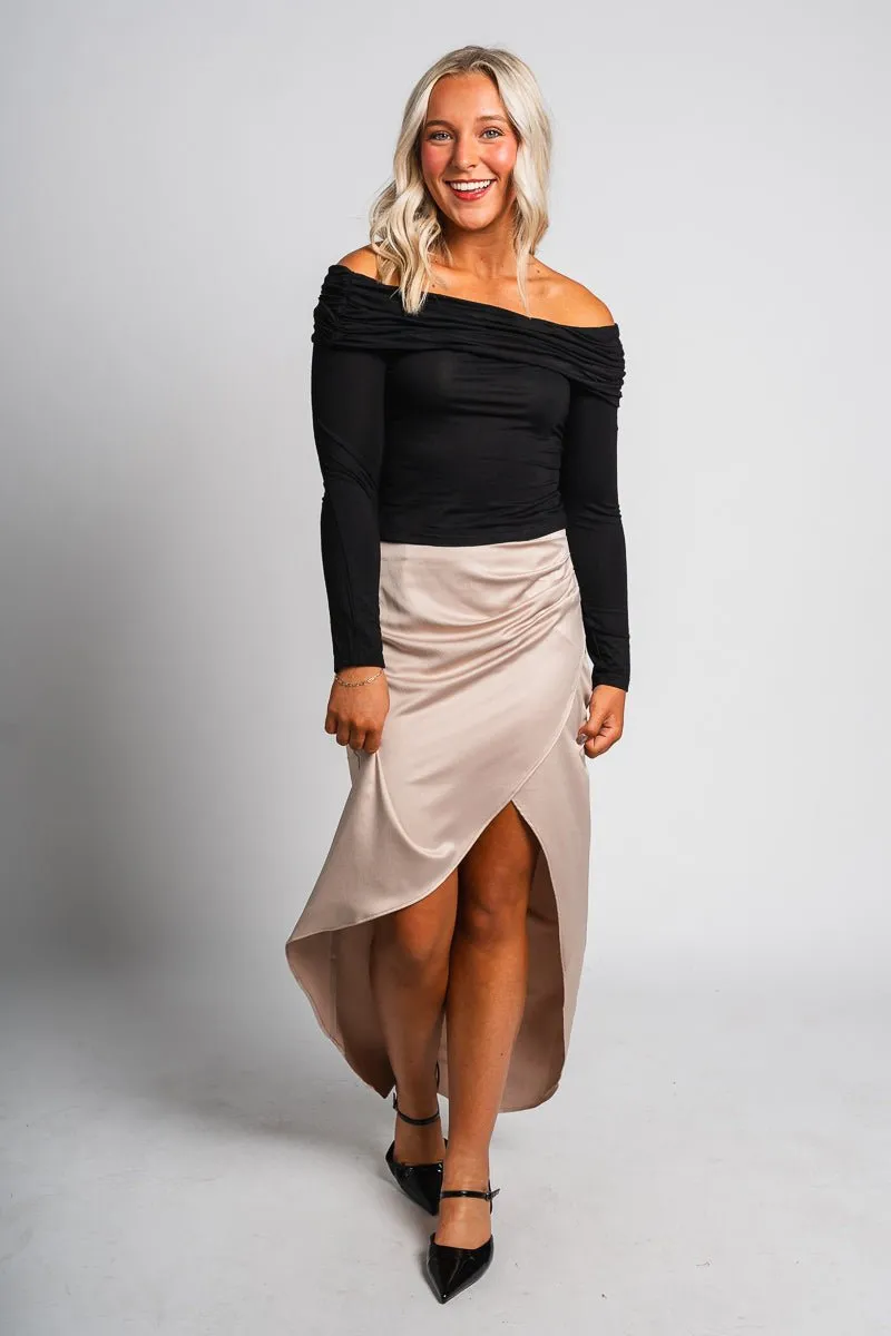 Asymmetrical midi skirt champagne