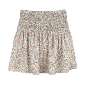 Audrey Smocked Skirt- Green & Pink Floral