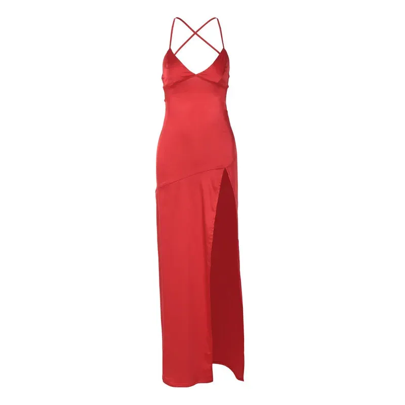 Autumn/Winter Puss Sexy V-neck Halter Evening Bodycon Streetwear Midi Dresses