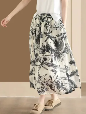 Babakud Women Artistic Tie-Dye Linen Midi Skirt