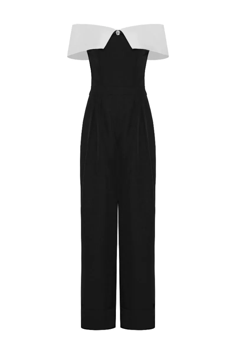 BABY BLACK OFF-SHOULDER JUMPSUIT