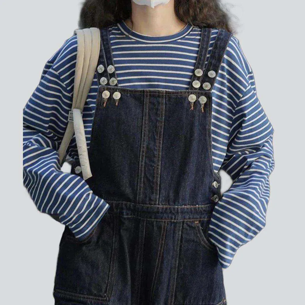 Baggy navy women denim dungaree