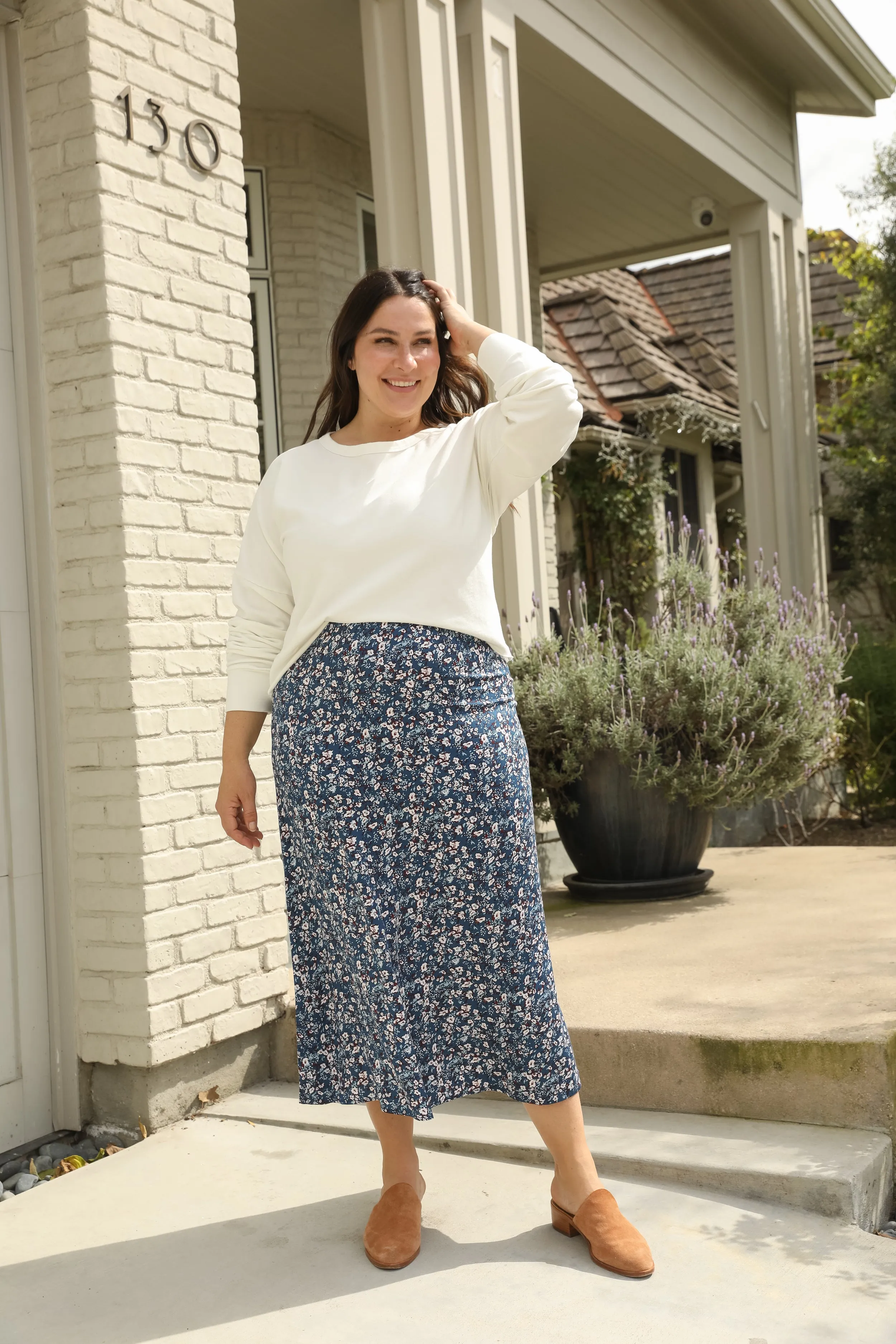 Basic Printed Skirt, Midi