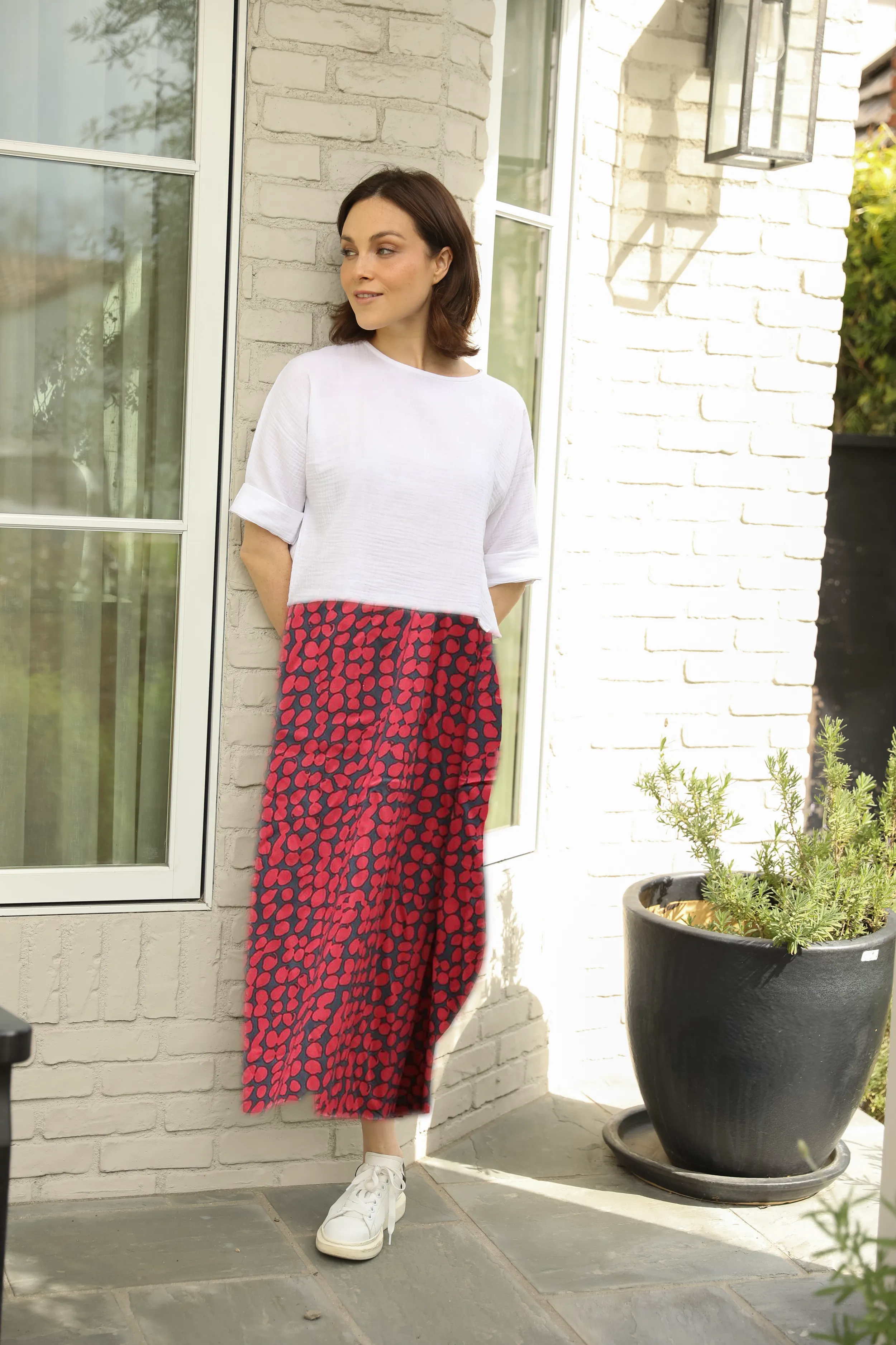 Basic Printed Skirt, Midi