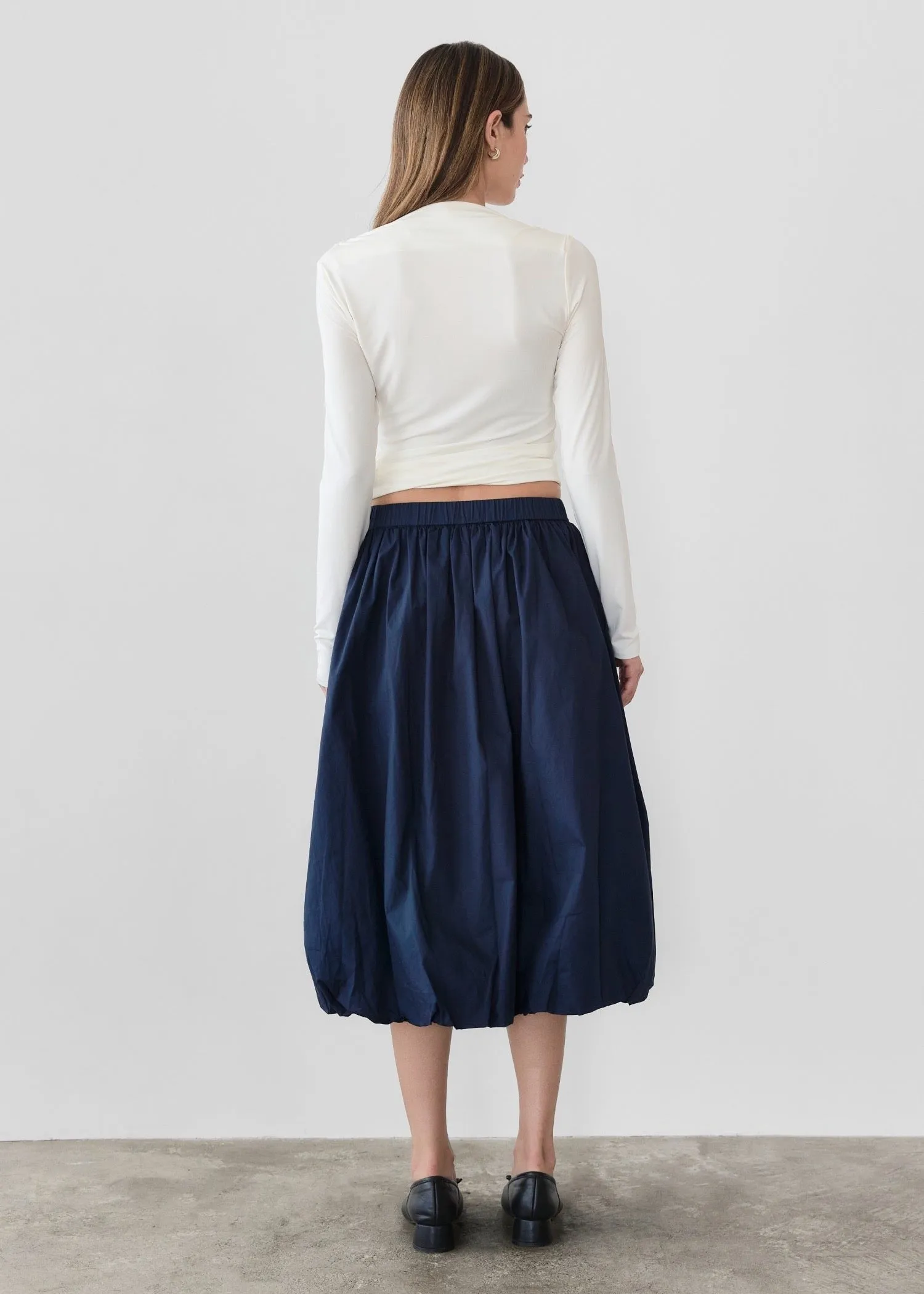 'Bella' Balloon Midi Skirt | Navy