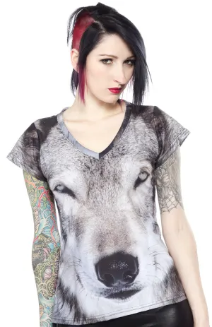 BELOVED WOLF STARE V NECK TEE