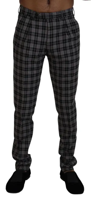 BENCIVENGA Gray Checkered Slim Fit  Pants