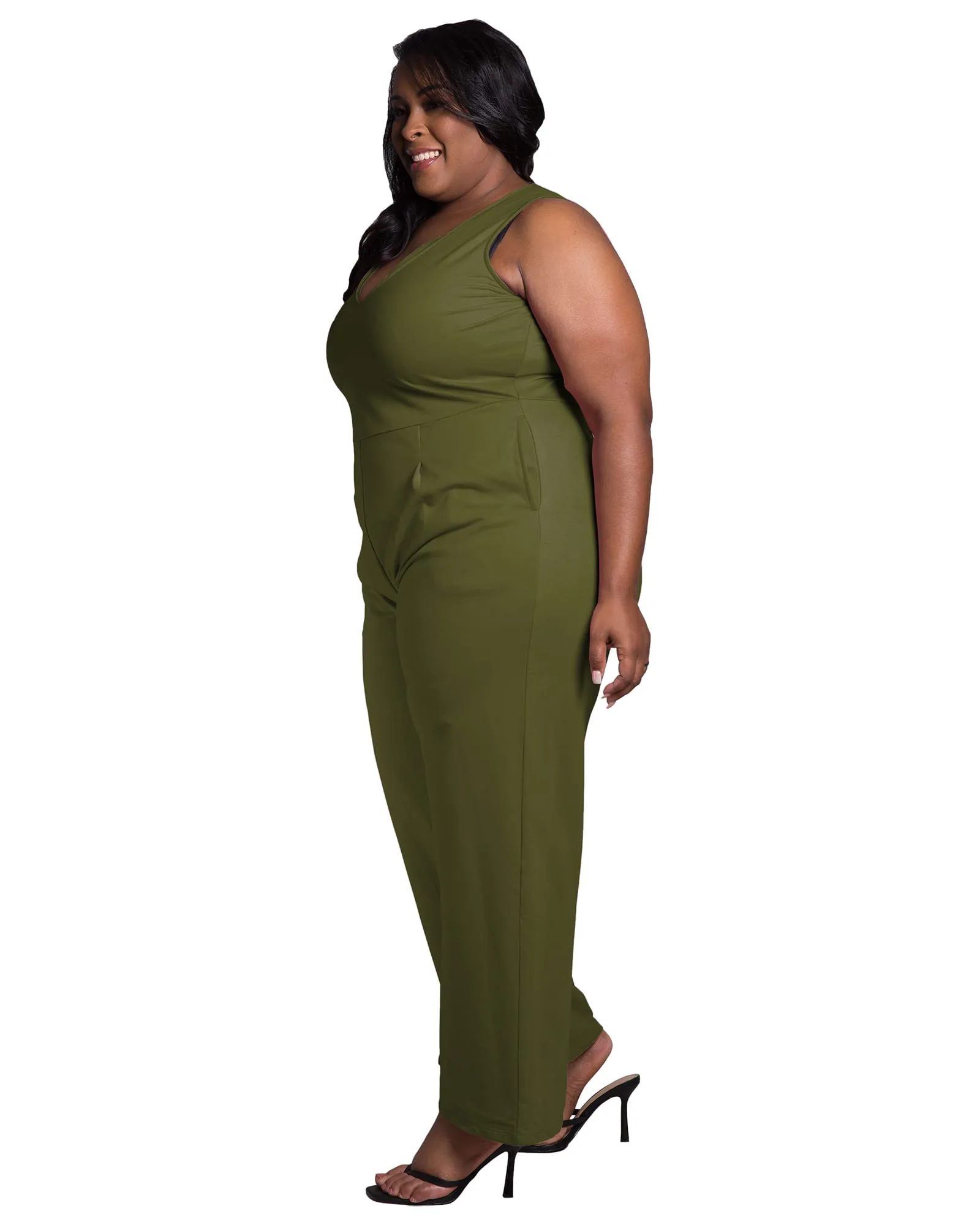 Bentley Sleeveless Wide Leg Jumpsuit | Olive