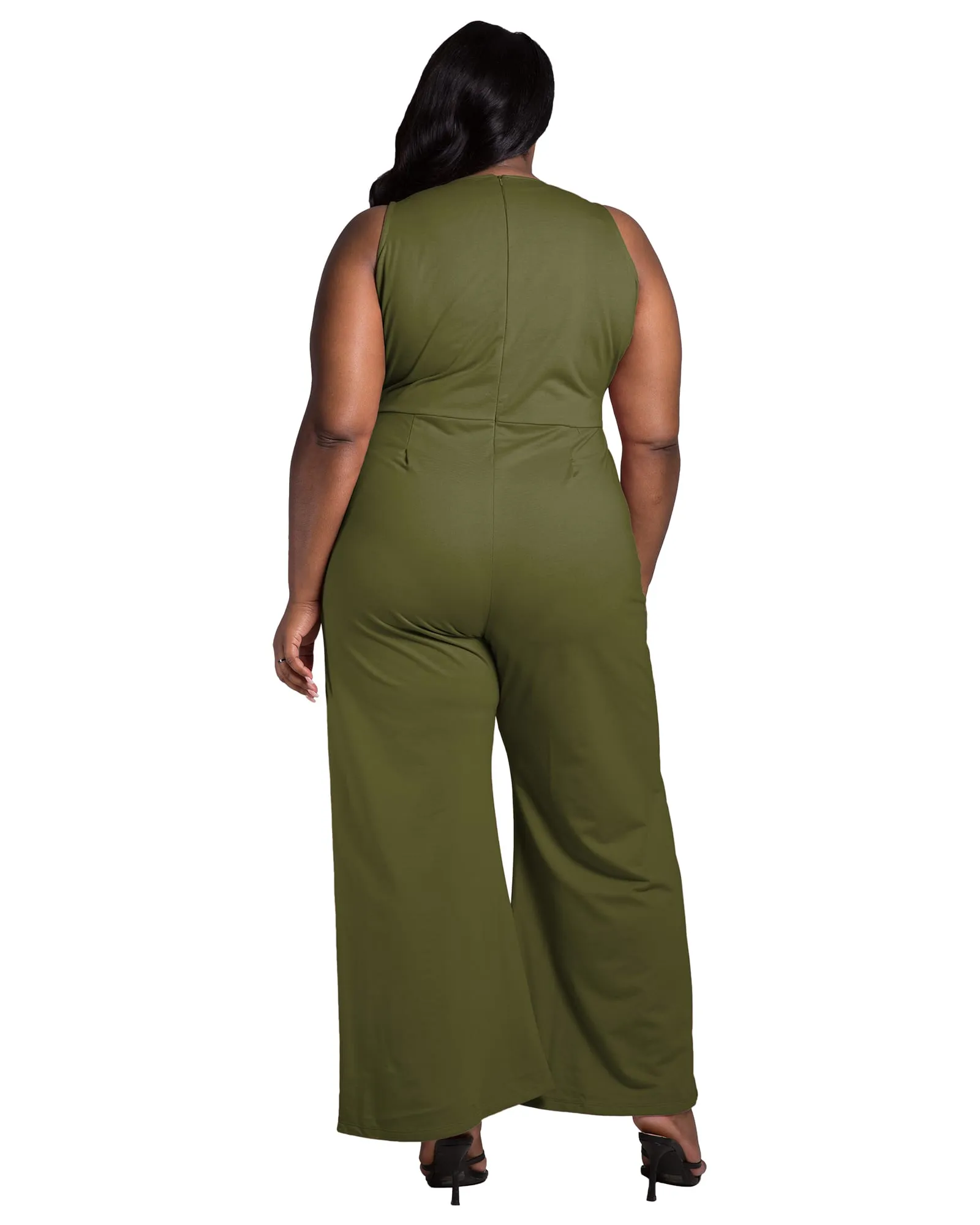 Bentley Sleeveless Wide Leg Jumpsuit | Olive