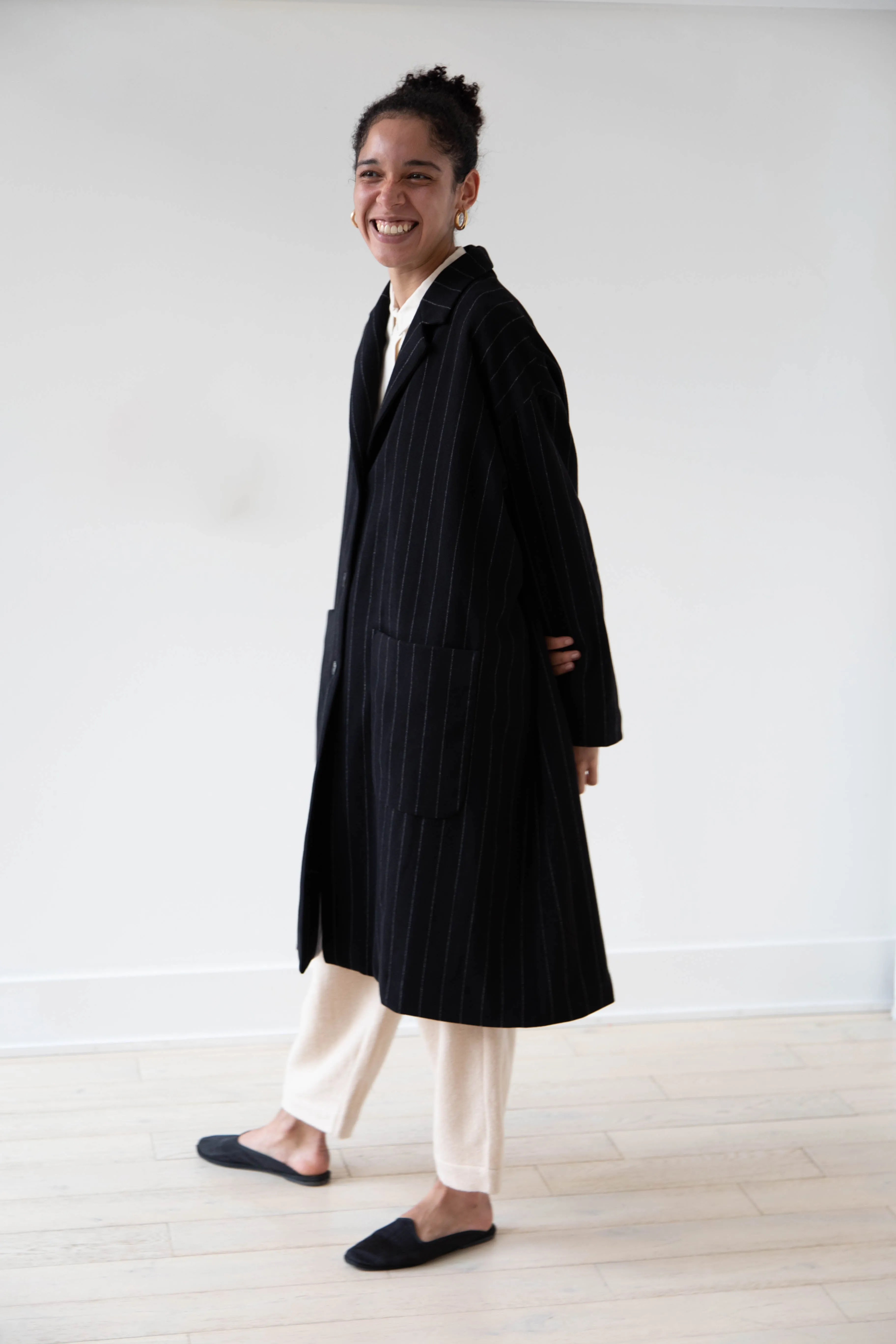 Bergfabel Moon Coat in Striped Cashmere