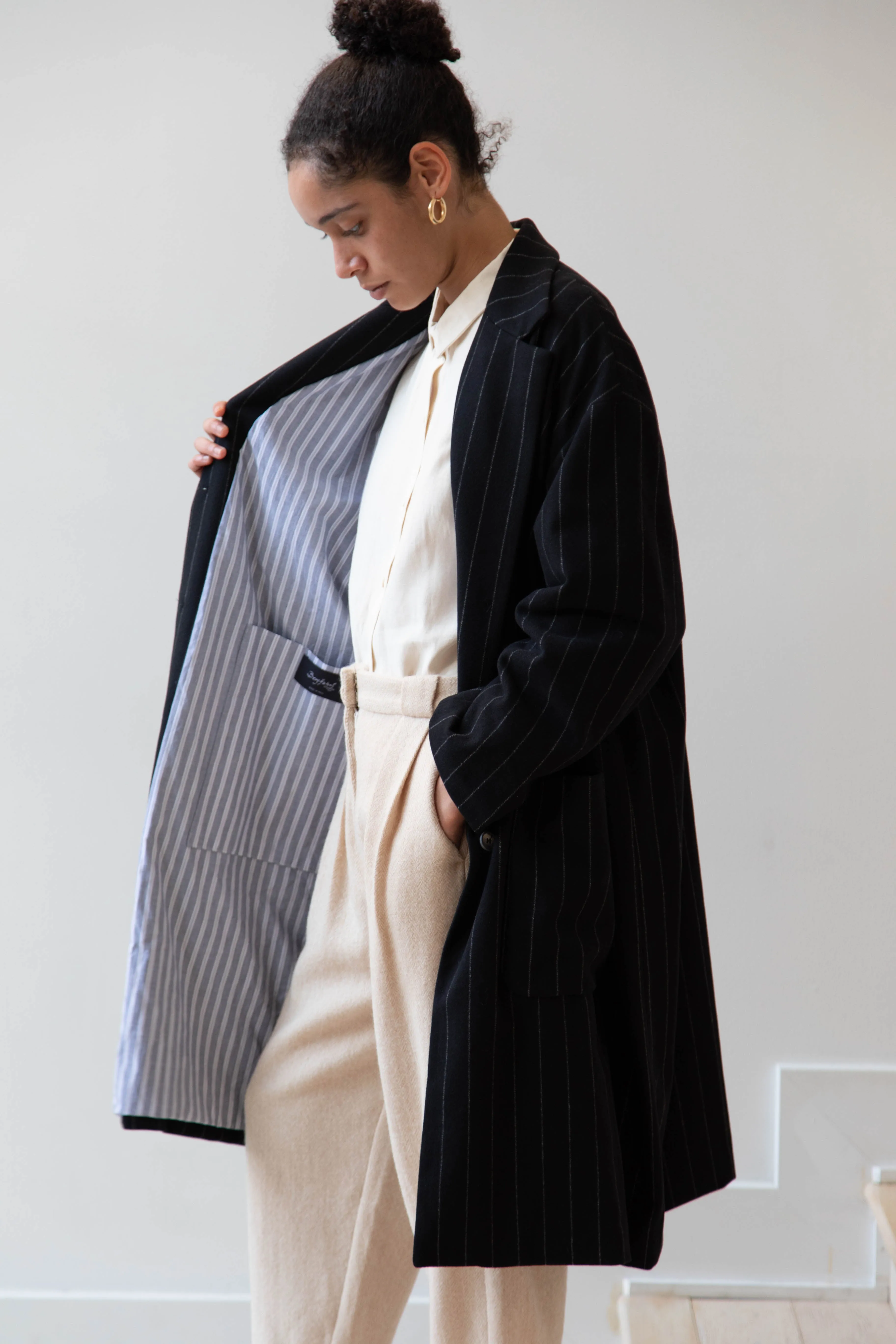 Bergfabel Moon Coat in Striped Cashmere