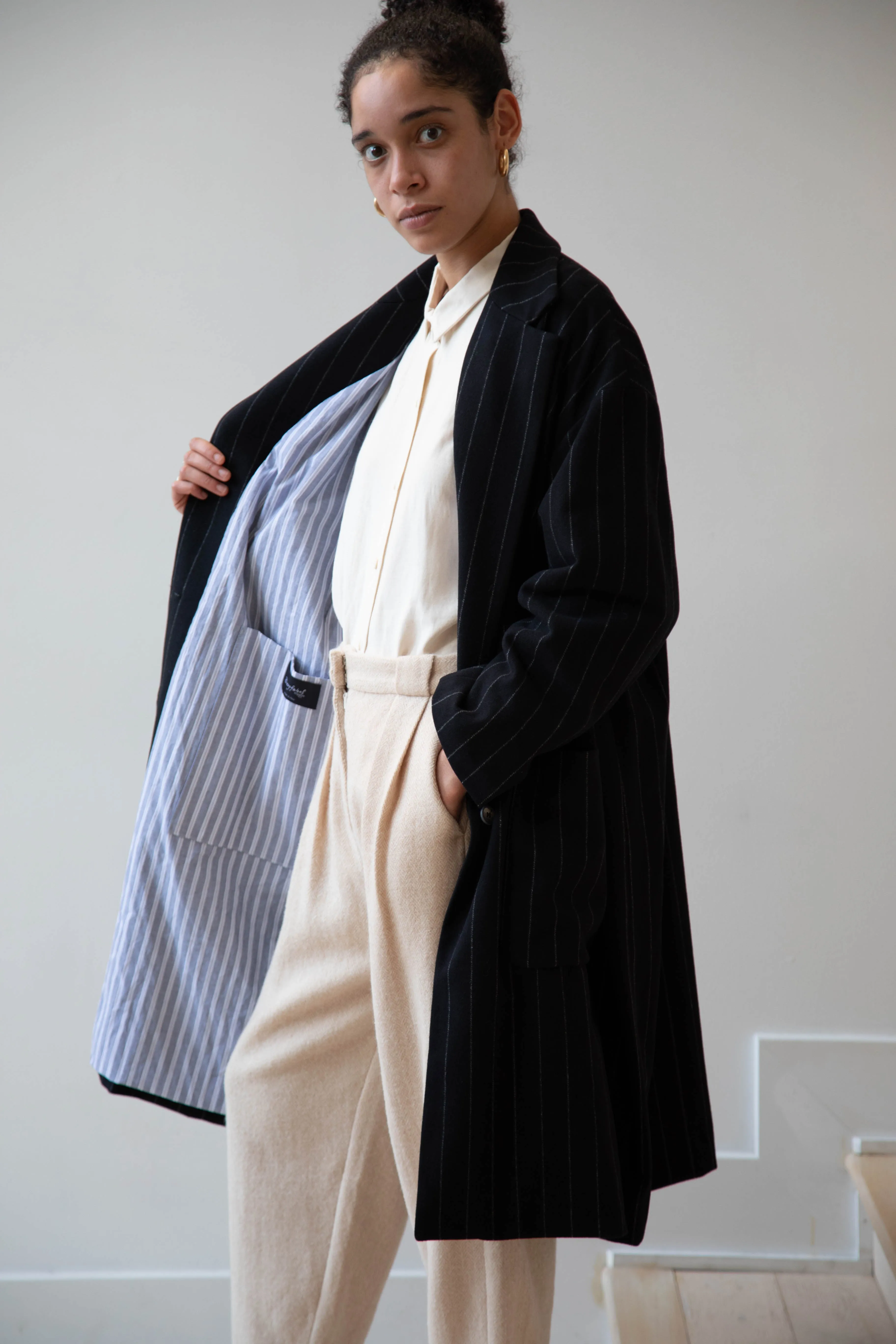 Bergfabel Moon Coat in Striped Cashmere