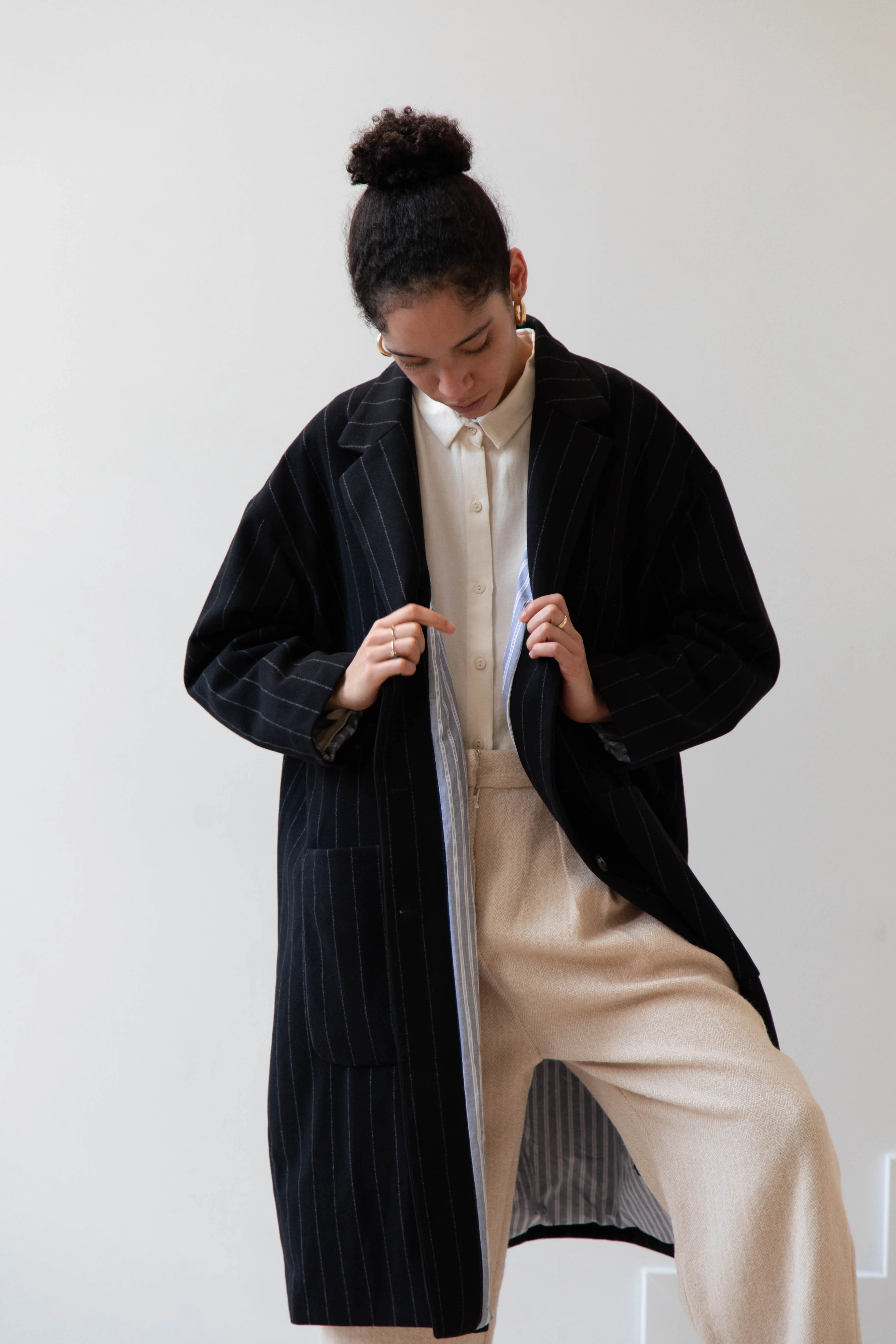 Bergfabel Moon Coat in Striped Cashmere