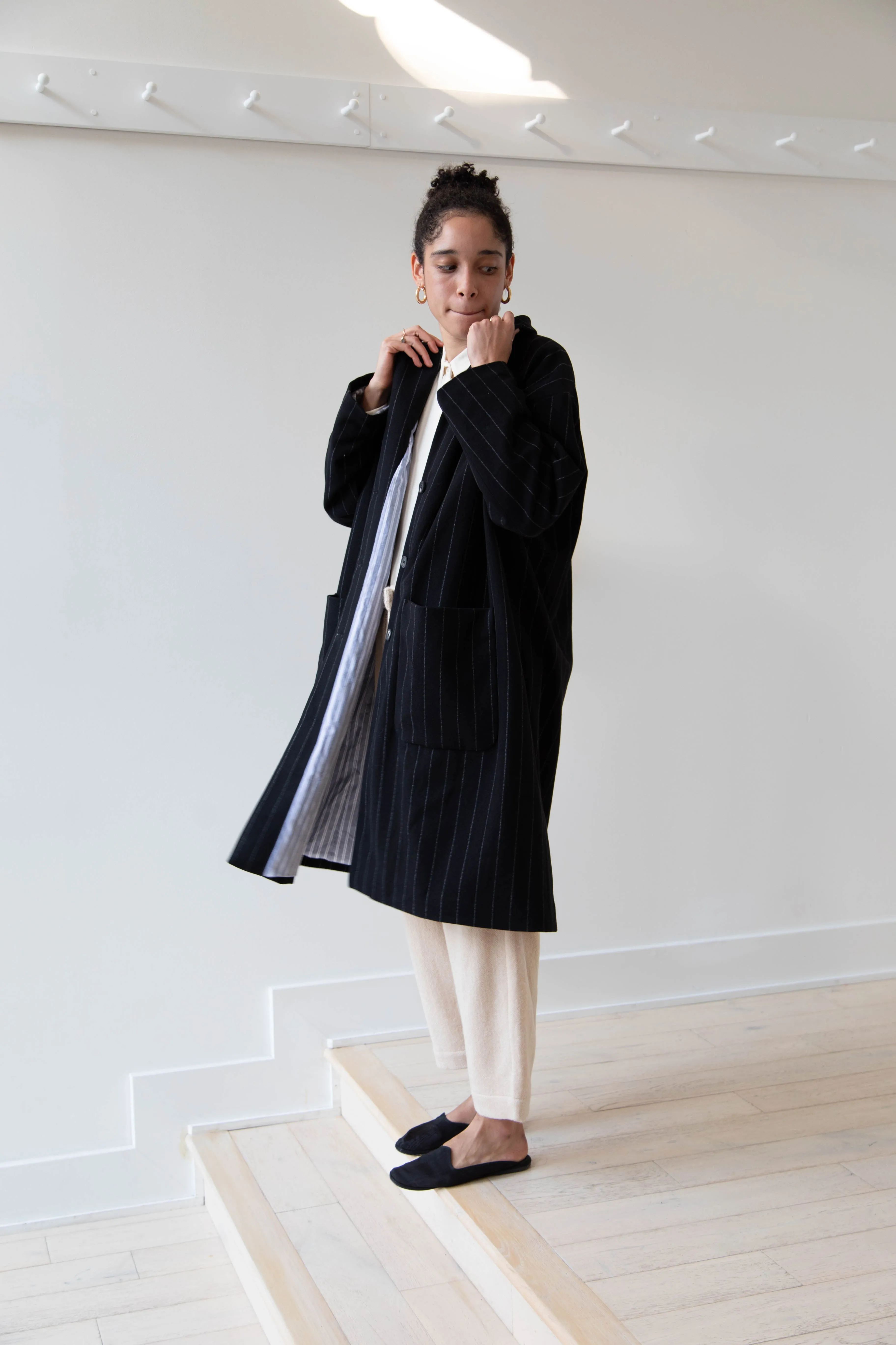 Bergfabel Moon Coat in Striped Cashmere