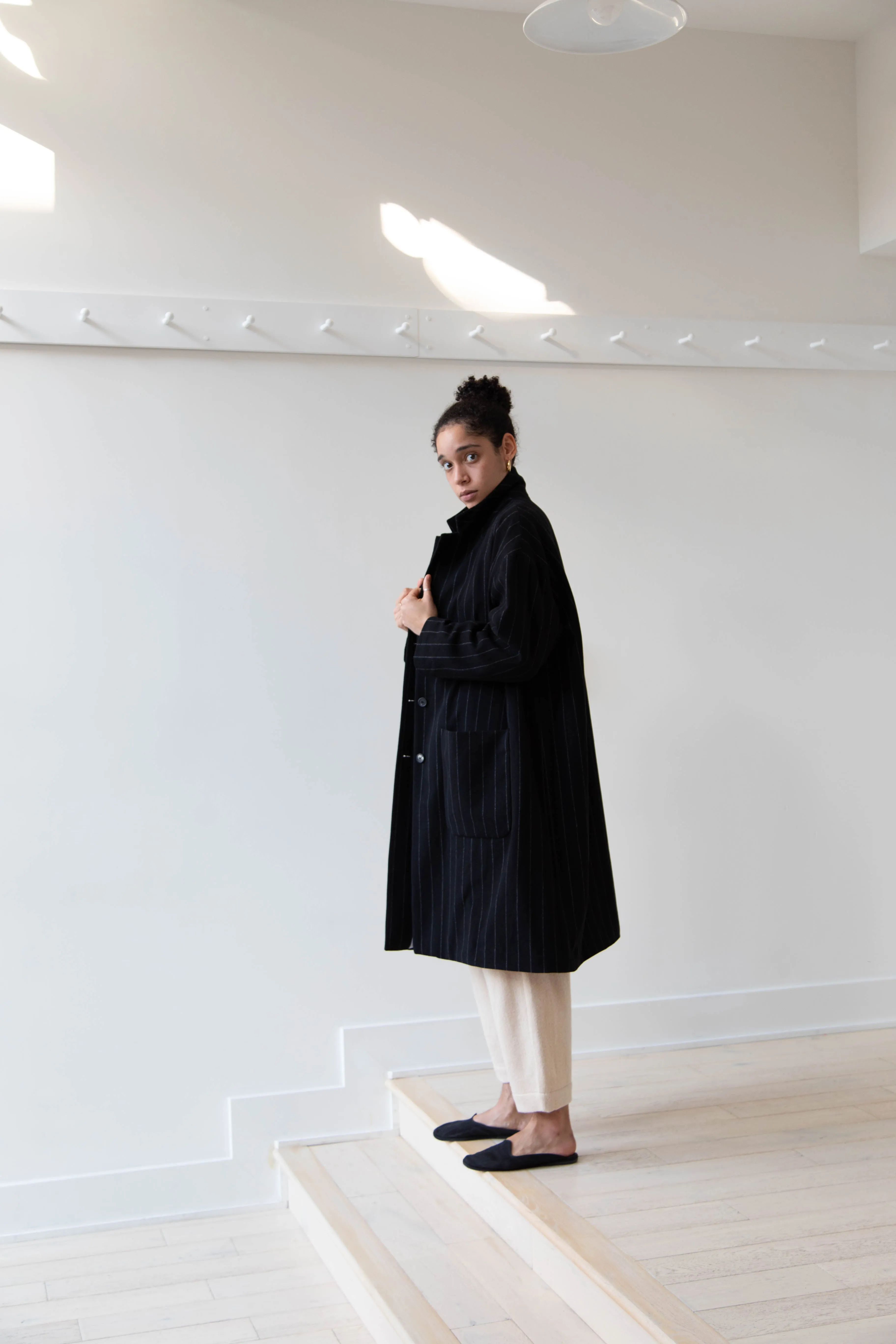 Bergfabel Moon Coat in Striped Cashmere