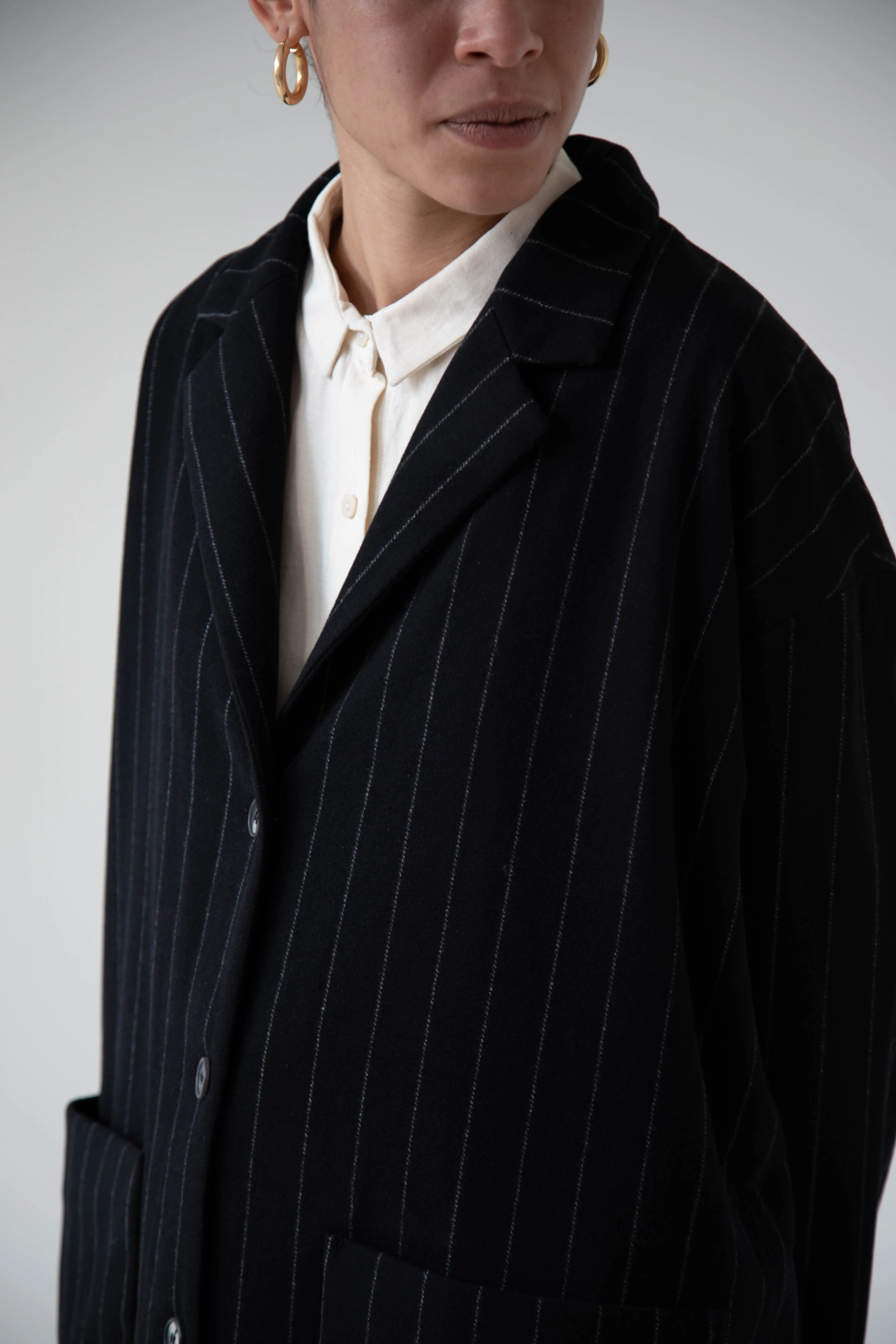 Bergfabel Moon Coat in Striped Cashmere